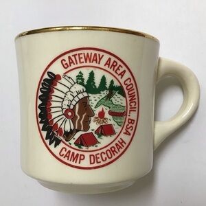 Boy Scouts VTG BSA Mug Cup Gateway Area Council Camp Decorah Wisconsin WI Gold